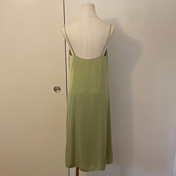 Aritzia Wilfred Satin Slip Dress with Thigh Slit in Light Green Size XS - Picture 6 of 13